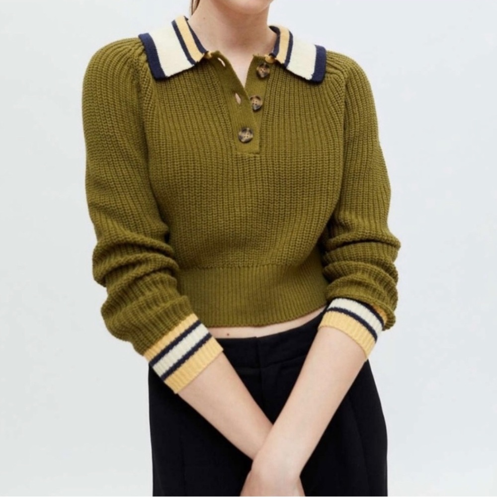 URBAN OUTFITTERS BDG TAYLOR COLLARED SWEATER IN GREEN (XS)